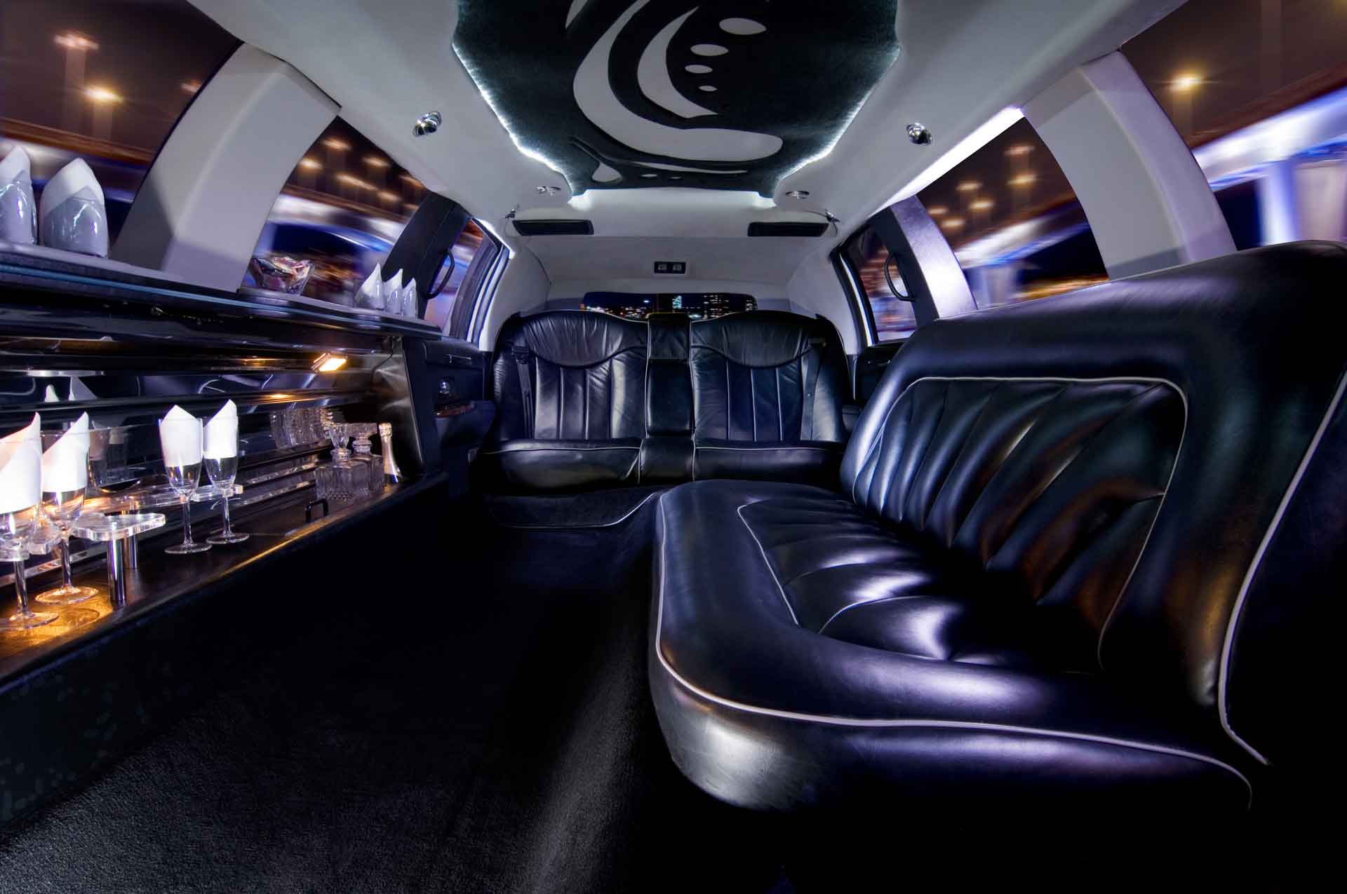 Interior of empty limousine
